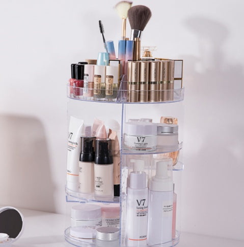 360 degree rotating cosmetics storage box simple multi-layer finishing lipstick desktop large acrylic transparent box