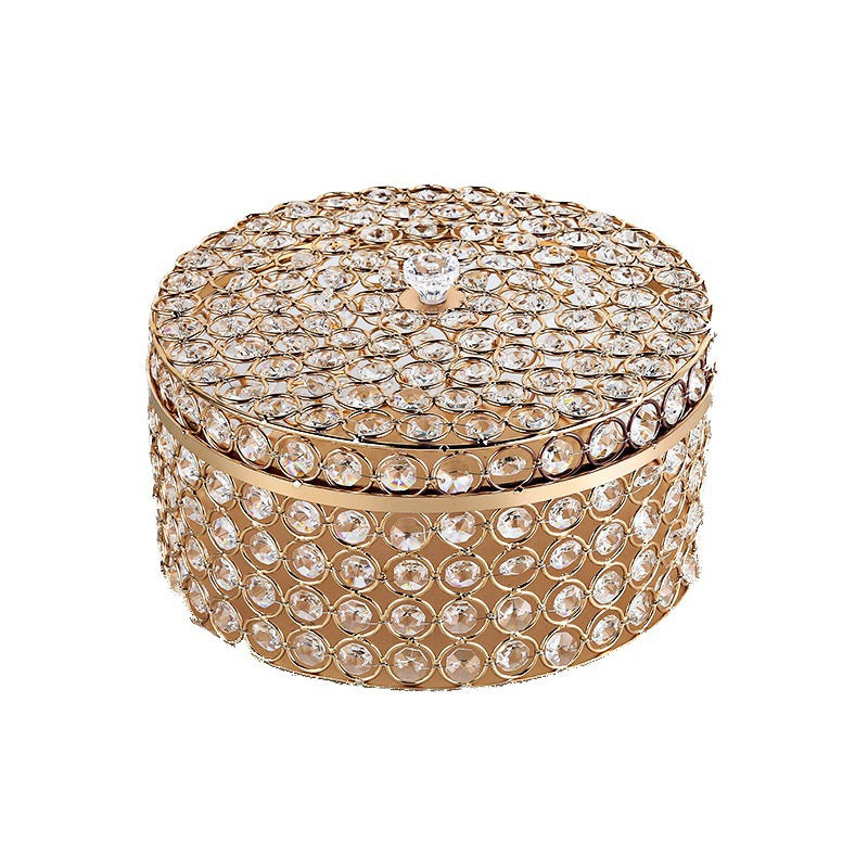 Portable 20cm Crystal Candy Tray Mini Cosmetics Jewelry Storage Box Fruit Plate Wedding Decor